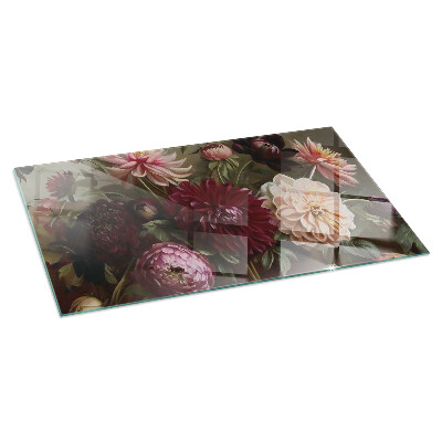 Corner glass hearth rectangular Floral bouquet in detail