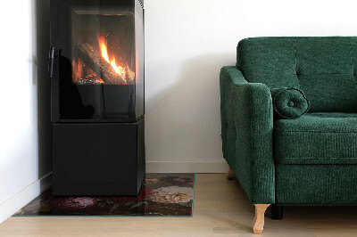 Corner glass hearth rectangular Floral bouquet in detail