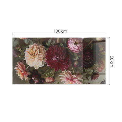 Corner glass hearth rectangular Floral bouquet in detail