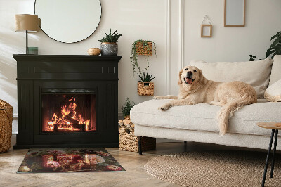 Corner glass hearth rectangular Floral bouquet in detail