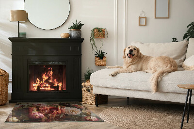 Corner glass hearth rectangular Floral bouquet in detail