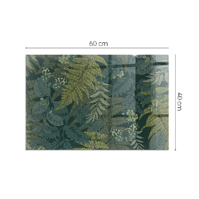 Glass fire hearth rectangular Plant motifs with butterflies
