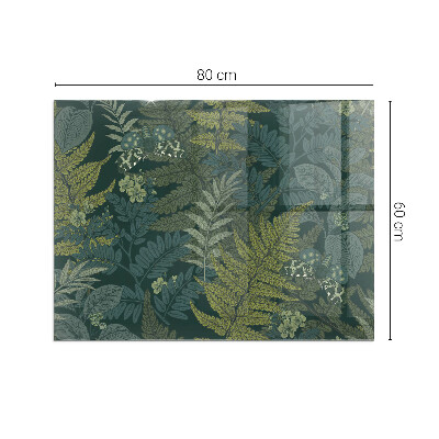 Glass fire hearth rectangular Plant motifs with butterflies