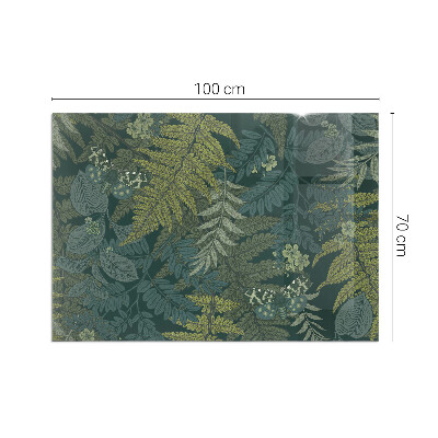 Glass fire hearth rectangular Plant motifs with butterflies