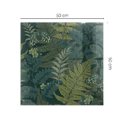 Glass fire hearth rectangular Plant motifs with butterflies