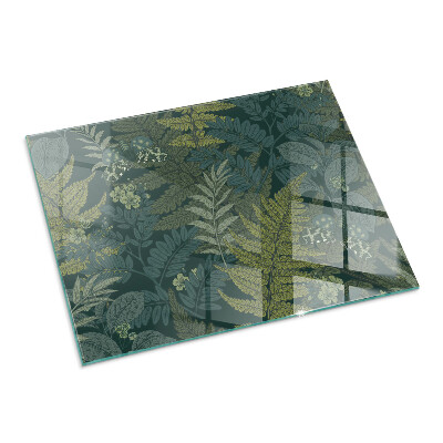 Glass fire hearth rectangular Plant motifs with butterflies