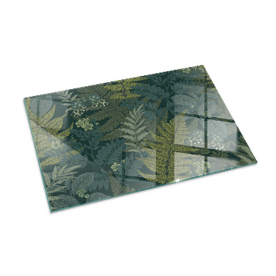 Glass fire hearth rectangular Plant motifs with butterflies