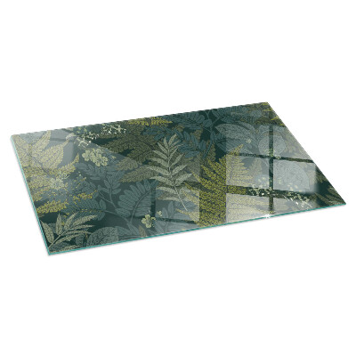 Glass fire hearth rectangular Plant motifs with butterflies