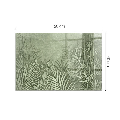 Corner glass hearth rectangular Tropical leaves in the background