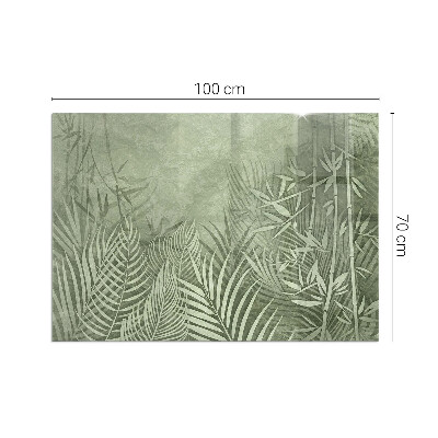 Corner glass hearth rectangular Tropical leaves in the background