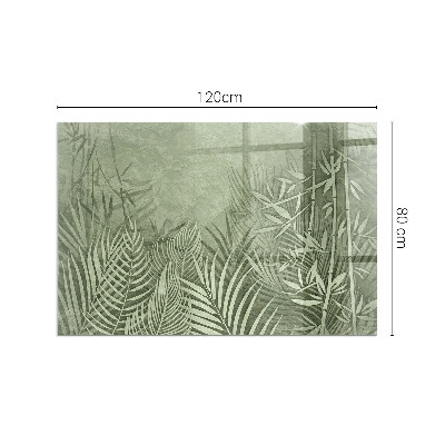 Corner glass hearth rectangular Tropical leaves in the background