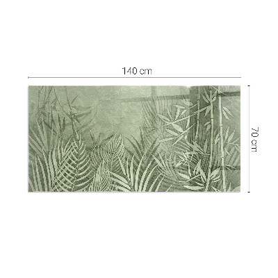 Corner glass hearth rectangular Tropical leaves in the background