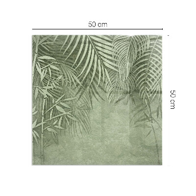 Corner glass hearth rectangular Tropical leaves in the background