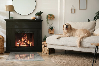 Corner glass hearth rectangular Natural stone pattern
