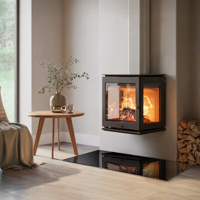 Corner glass hearth rectangular Color Dark graphite