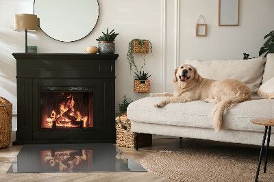 Corner glass hearth rectangular Color Gray-brown