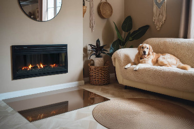 Glass fire hearth rectangular Color Brown