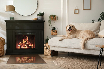 Glass fire hearth rectangular Color Brown