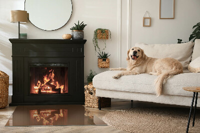 Glass fire hearth rectangular Color Brown