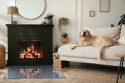 Corner glass hearth rectangular Color Dark blue
