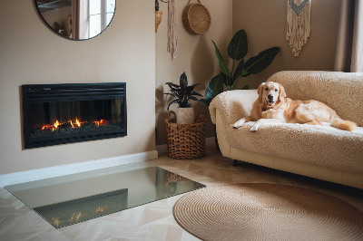 Glass fire hearth rectangular Color Olive