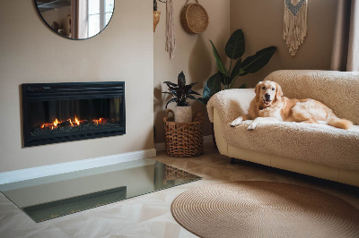 Glass fire hearth rectangular Color Olive