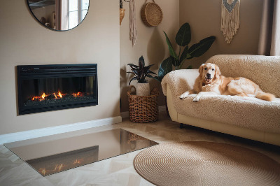 Glass fire hearth rectangular Color Brown