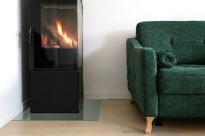 Corner glass hearth rectangular Color grey-green