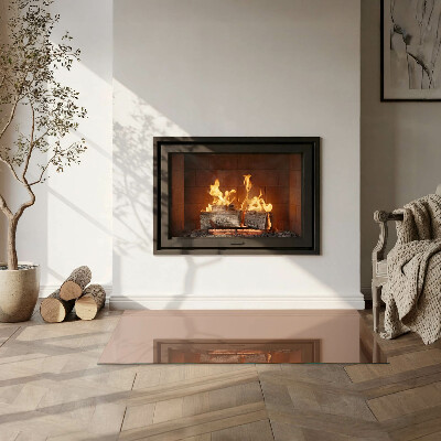 Glass fire hearth rectangular Color Brown