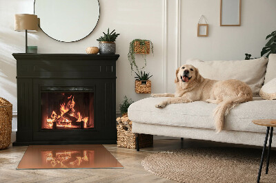 Glass fire hearth rectangular Color Brown