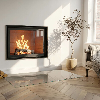 Glass fire hearth rectangular Color Brown