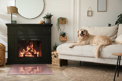 Corner glass hearth rectangular Color Pink