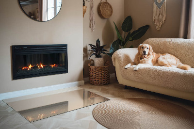Corner glass hearth rectangular Color Beige