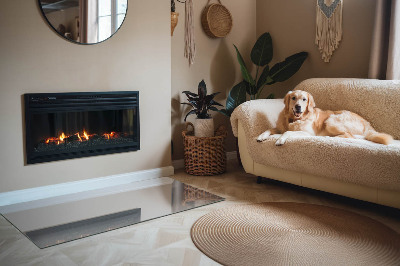 Glass fire hearth rectangular Color Light grey