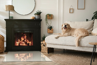 Corner glass hearth rectangular Color Beige