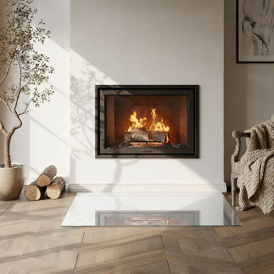 Glass fire hearth rectangular Color Light grey