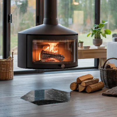 Sechseckige glass fire hearth Classic marble design