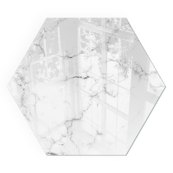 Sechseckige glass hearth for stove Marble pattern with elegant veins