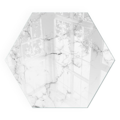 Sechseckige glass hearth for stove Marble pattern with elegant veins