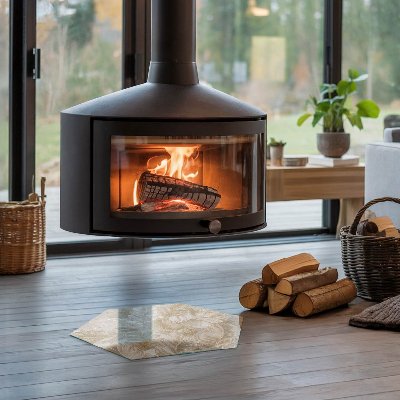 Sechseckige glass fire hearth Leafy ornaments in the style