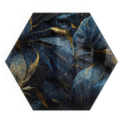 Sechseckige glass fire hearth Chic leaves in a pattern