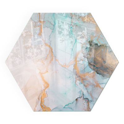 Sechseckige glass hearth pad Abstract color waves