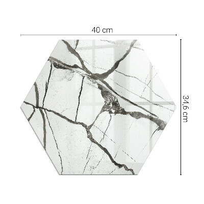 Sechseckige glass hearth for stove Marble-style vein pattern