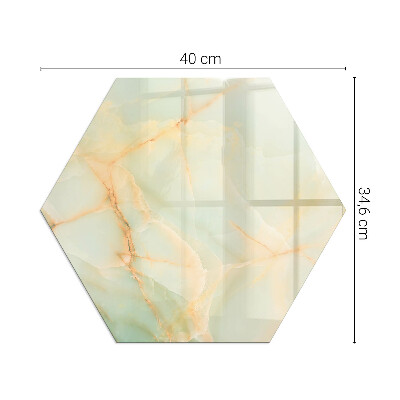 Sechseckige glass hearth for stove Marble pattern in a modern style
