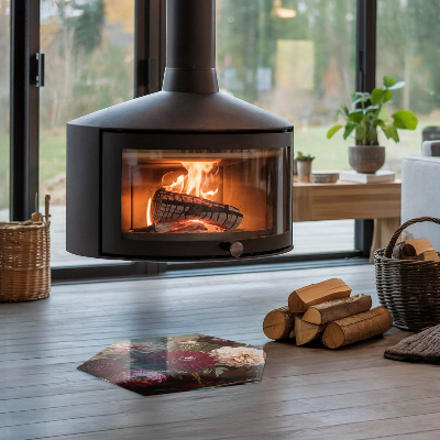 Sechseckige corner glass hearth Details of colorful flowers