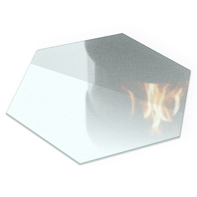 Hexagonal semi-transparent glass hearth plate