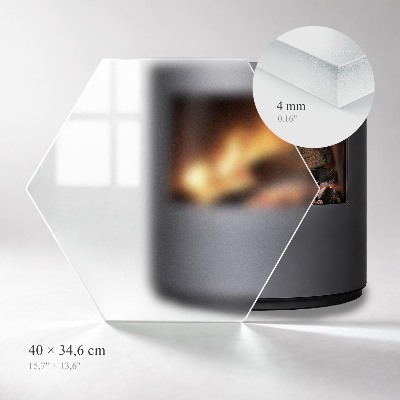 Hexagonal semi-transparent glass hearth plate