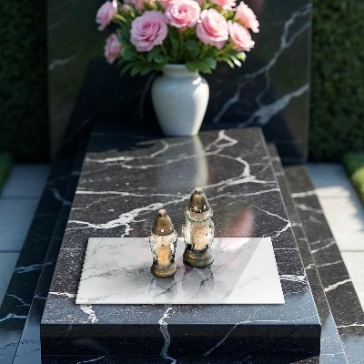 Glass candle plate decorative Elegant marble texture