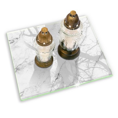 Glass candle plate decorative Elegant marble texture