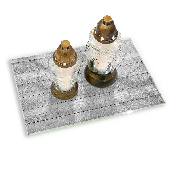 Glass candle plate decorative Old wood planks